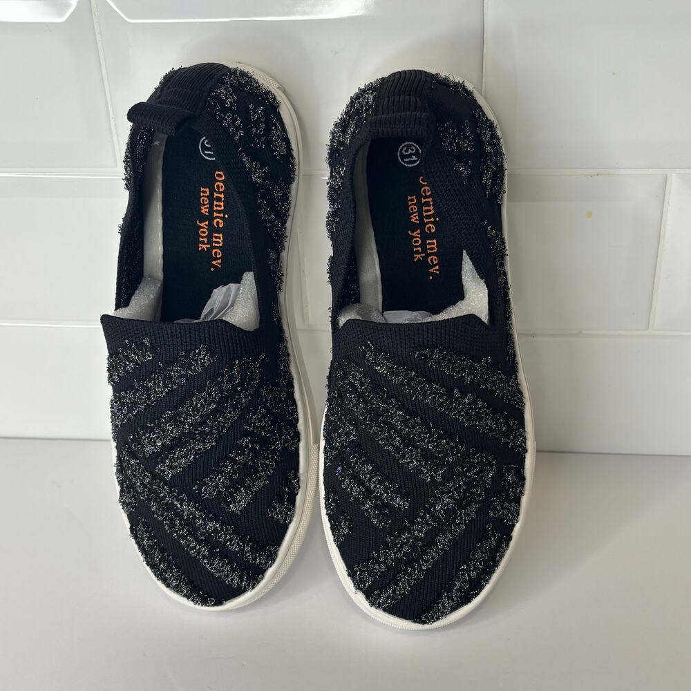 Bernie Mev Kids Slip-On Shoes Black Metallic Knit Sneakers Size 13–13.5.
